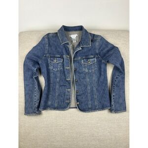 Geoffrey Beene Sport Denim Jacket 10 Blue Stretch Cotton Classic Casual